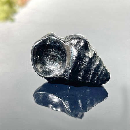 Natural Obsidian Carved Healing Conch Figurines PW-WG99255-02-1