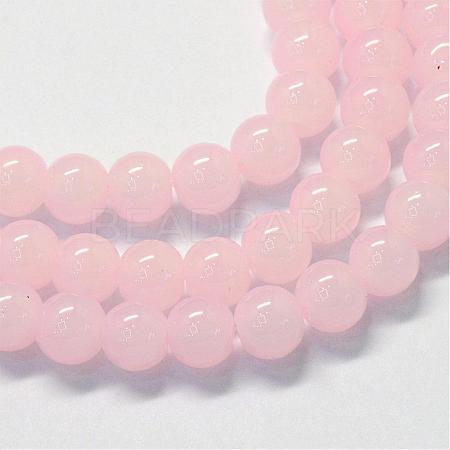 Baking Paint Imitation Jade Glass Round Bead Strands DGLA-Q021-6mm-02-1
