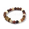 Bodhi Wood Beaded Mala Bracelet for Women BJEW-H566-09-1