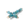 Natural Apatite Faceted Round Copper Wire Wrapped Pendants PALLOY-JF02011-06-3
