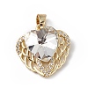 Real 18K Gold Plated Rack Plating Brass Micro Pave Clear Cubic Zirconia Pendants KK-C015-29G-06-1
