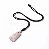 Natural Fossil Coral Trapezoid Pendant Necklace for Women NJEW-C002-01-2