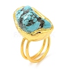 Dyed Natural Howlite Irregular Nugget Open Cuff Ring RJEW-M150-08G-4