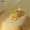 Preserved Flowers 304 Stainless Steel and Epoxy Resin Open Cuff Rings for Women FS-WGCF311-08-1