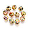 Brass Enamel Beads KK-Q080-01D-G-1