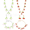 2 Styles Strawberry Cherry Iron Acrylic Pendant Necklaces & Dangle Earrings & Bracelets Set for Girl SJEW-HY0001-05-1