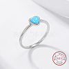 Light Sky Blue Synthetic Opal Heart Finger Ring FM4105-2-1
