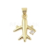 Plane Rack Plating Brass Micro Pave Cubic Zirconia Pendants KK-Z074-20G-1