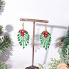 Leaf Glass Pearl Dangle Earrings EJEW-TA00739-1