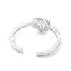 Clear Cubic Zirconia Hollow Heart Open Cuff Ring RJEW-C056-02P-3