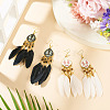 2 Pairs 2 Colors Bohemian Alloy Feather Dangle Earrings EJEW-TA0001-78B-4