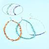 Natural Red Aventurine & Green Aventurine & Amethyst & Rose Quartz & Synthetic Turquoise Chips Beaded Necklaces NJEW-FS00013-2