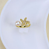 Natural Freshwater Pearl with Clear Cubic Zirconia Cuff Rings WGACE42-22-1