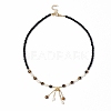 Tassel Pendant Necklace with Glass Beaded Chains for Women NJEW-F302-03-2