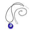 Teardrop Lampwork Evil Eye Pendants Necklaces NJEW-JN02322-1