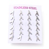 304 Stainless Steel Greek Alphabet Stud Earrings STAS-D007-07P-11-3