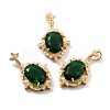 Rack Plating Brass Micro Pave Green Cubic Zirconia Pendants KK-D070-08G-1