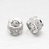 Anti-Tarnish Rhodium Plated 925 Sterling Silver Cubic Zirconia European Beads STER-O024-01-2