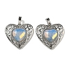 Opalite Peach Love Heart Pendants G-G158-01V-1