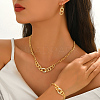 Brass Clear Cubic Zirconia Curb Chain Bracelets & Earrings & Necklaces Sets for Women QN4709-3