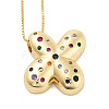 Brass Micro Pave Cubic Zirconia Letter Pendant Necklaces KK-Z069-01G-X-1