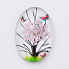 Inner Flower Glass Gabochons GGLA-S027-25x18-07-2