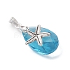 Ocean Themes Alloy & Glass Teardrop Pendants PALLOY-JF03881-4