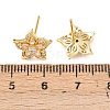 Flower Brass Micro Pave Clear Cubic Zirconia Stud Earrings EJEW-F400-01D-G-3