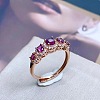 Flat Round Natural Garnet Finger Rings FS-WG33969-01-1