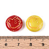 Flat Round with Peace Dove Glass Beads GLAA-T025-73M-3