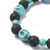 Dyed Natural & Synthetic Mixed Gemstone Skull & Cross Beaded Stretch Bracelets BJEW-TA00272-02-4