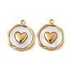 304 Stainless Steel Pave Natural Shell Pendants X-STAS-F319-02B-G02-1