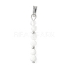 Faceted Round Natural Quartz Crystal & Howlite & Rainbow Moonstone Beaded Pendants PALLOY-JF03529-05-1