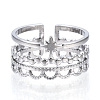 Non-Tarnish 304 Stainless Steel Star Open Cuff Ring RJEW-N040-13-2