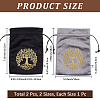 2Pcs 2 Styles Rectangle Gold Stamping Tree of Life Velvet Tarot Storage Drawstring Bags for Divination ABAG-CN0001-53-2