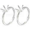 2Pcs Adjustable Rhodium Plated 925 Sterling Silver Finger Rings Components STER-BBC0008-60-1