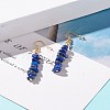 Natural Lapis Lazuli Chip Beaded Dangle Earrings EJEW-JE04788-09-2