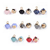 Electroplate Natural & Synthetic Gemstone Star Cut Round Charms G-S344-08-M-1