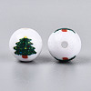 Christmas Printed Opaque Acrylic Round Beads OACR-T029-08F-3