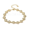 Rack Plating Brass Pave Clear Cubic Zirconia Clover Link Chain Bracelets for Women BJEW-R317-08G-1