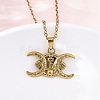Crescent Moon Cross 304 Stainless Steel Pendant Necklaces NJEW-M096-30G-1