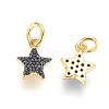 Brass Micro Pave Cubic Zirconia Charms ZIRC-G150-15A-2