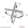 Brass Micro Pave Cubic Zirconia Criss Cross rings RJEW-BB39449-P-9-1