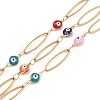 304 Stainless Steel Enamel Evil Eye & Horse Eye Link Chains CHS-K021-11G-01-1