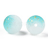 Frosted Baking Paint Crackle Glass Beads with Glitter Powder DGLA-T004-01G-2