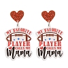 1Pair Leopard Print Heart Mother Sports Acrylic Dangle Stud Earrings EJEW-FS0001-22E-1