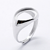 Rhodium Plated 925 Sterling Silver Finger Ring Components STER-G027-12P-3