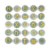 Brass Elder Futhark Alphabet Engraved Symbol Flat Round Natural Green Aventurine Rune Stones G-I373-01I-1