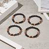 4Pcs 4 Style Natural & Synthetic Mixed Gemstone & Coconut Round Beaded Stretch Bracelets Set BJEW-JB09155-2