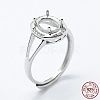 Anti-Tarnish Rhodium Plated 925 Sterling Silver Finger Ring Components STER-G027-13P-4